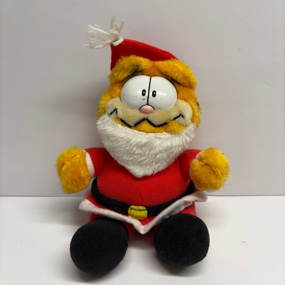 Vintage 1983 Garfield Santa Claus Plush Christmas Stuffed Toy Dakin 8 Inch